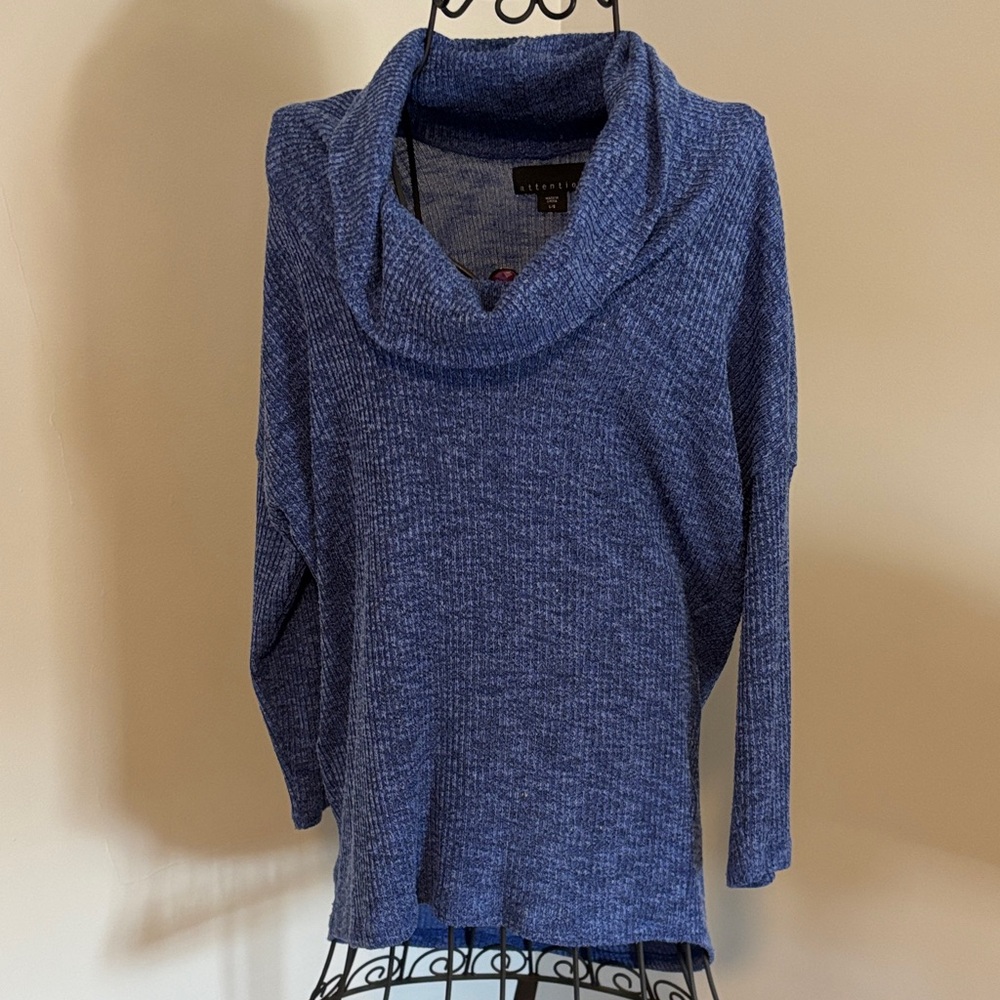 Attention Heather Blue Cowl Neck Shirt